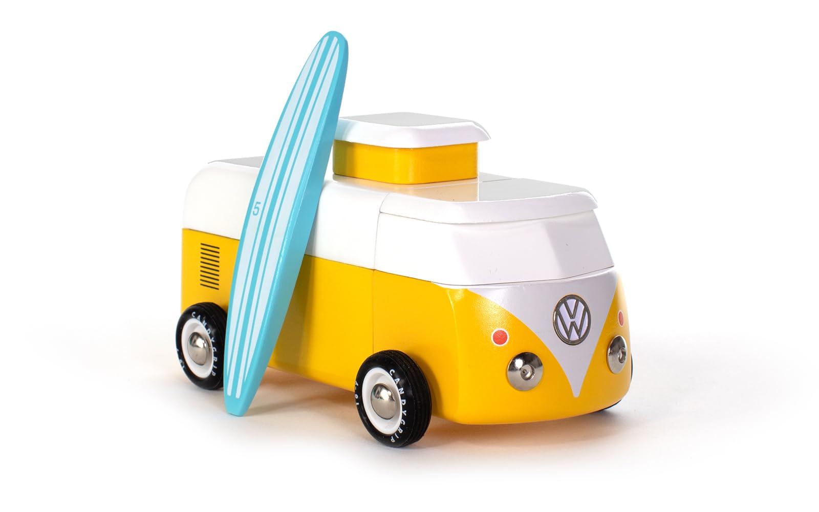 Candylab Holzspielzeugauto - VW Beach Bus - gelb weiß - magnetisch