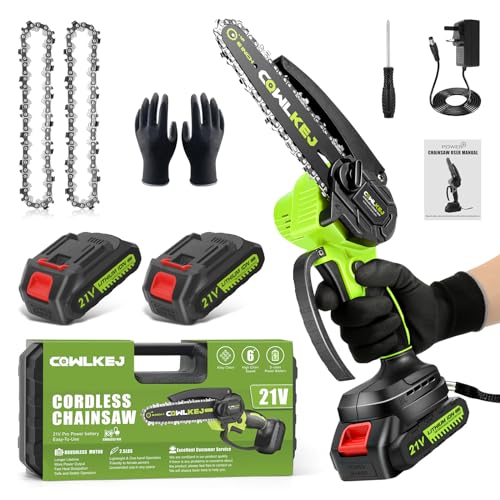 CQWLKEJ Mini Chainsaw Cordless, 6inch Electric Chainsaw Cordless with 2PCS Rechargeable Batteries, 2...