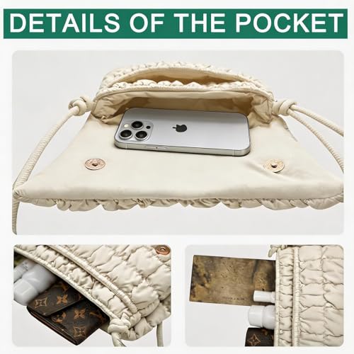 Image of NAARIAN Shoulder Bag for Women, Small Puffer Crescent Hobo Bag, Trendy Waterproof Clutch with Magnetic Closure | Trendy