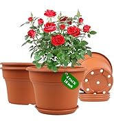 Large Plastic Flower Pot for Indoor Plants, 4 Pack 16 inch Outdoor Planter Pot with Drainage Hole...