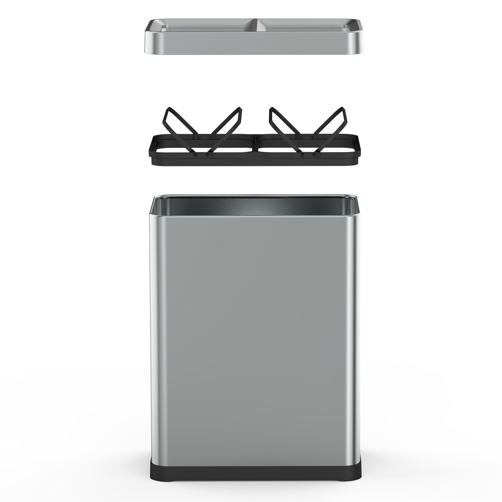 Tallin Open Top - Papelera de clasificación de 2 x 30 L, acero inoxidable, sin tapa, diseño moderno para oficina, cocina, hotel o restaurante