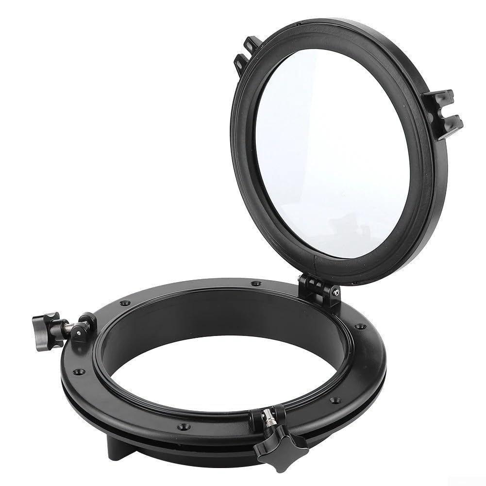Hublot marin à ouverture ronde de 216 à 265 mm avec verre trempé de 4 mm, cadre en ABS, raccords en acier inoxydable 316, résistant aux UV pour bateau ou camping-car (216 mm)