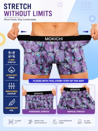 Image of Men's Printed Boxer Briefs | Comfortable Trunk-Style Innerwear with Elastic Waistband | Multicolor Pack of 3