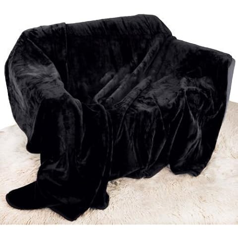 Quality Linen and Towels Black Mink Throw Soft Plush Extra Large (200cm x 240cm- Suitable for King Size Bed or 2/3 Seater Sofa) Sofa Bed Runner Bedspread Blanket Cover