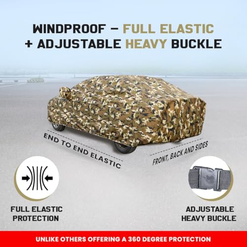 Image of Autofact Waterproof Car Cover for MG Comet | Shining Silver, All-Weather Protection, UV & Heat Resistant, Windproof with Buckle Belt, Scratchproof & Dustproof, Soft Cotton Inner Lining
