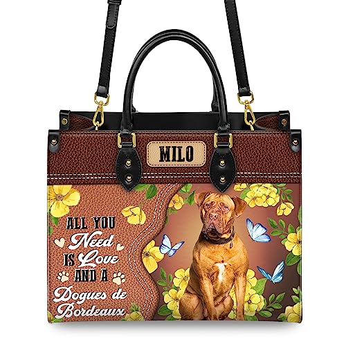 Personalized Dogues de Bordeaux Dog Handbags, Custom Name Dog Leather Bags, Purses, Shoulder Bag, Gift For Dog Mom Dog Lover3