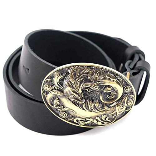 Leather belt with Pisces belt buckle, Pisces Horoscope Astrological Zodiac Sign solid brass belt buckle on leather belt2