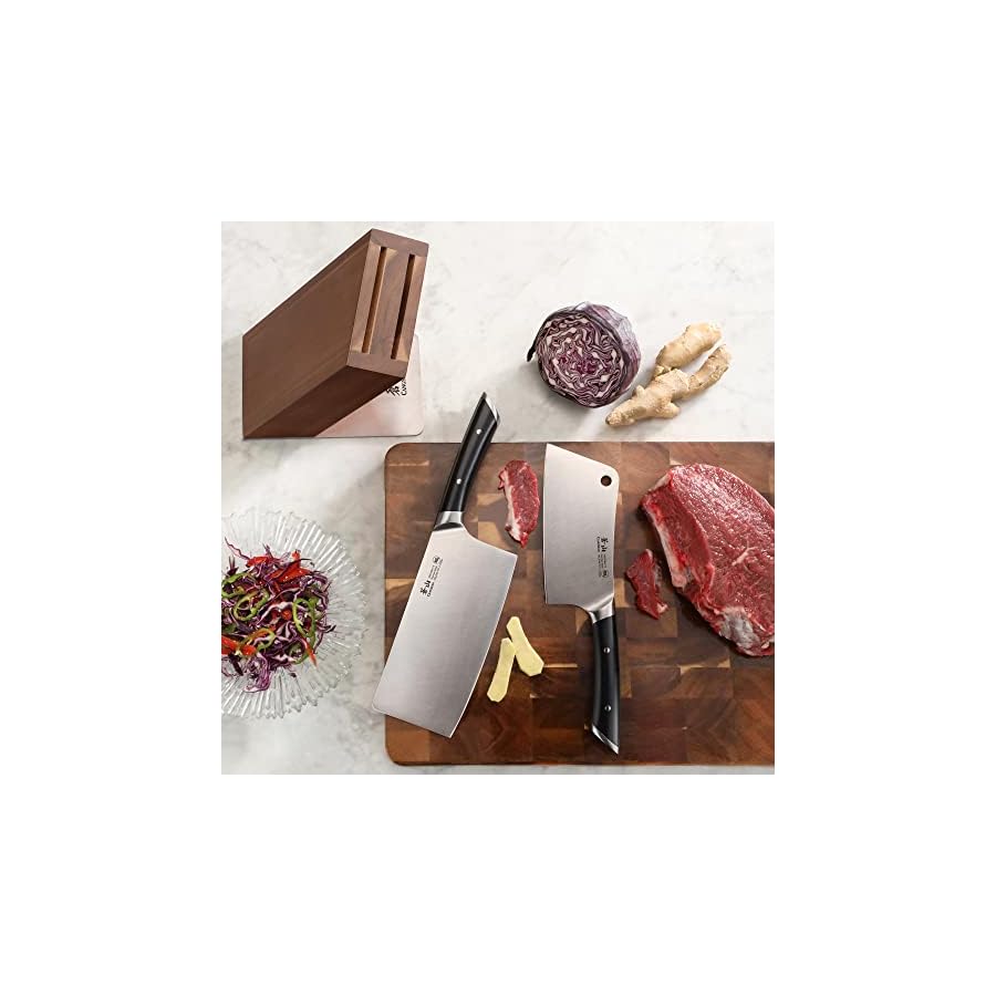 Cangshan HELENA Series German Steel Forged Cleaver Knife Block Set (3-Piece, Black)