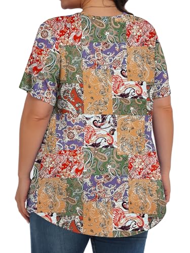 Image of Tencede Womens Plus Size Tops Tunic Short Sleeve Crew Neck Shirts Casual Soft Blouse 1X-5X
