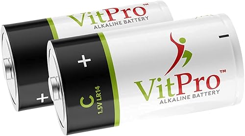 VitPro Baterías C Baterías alcalinas multiusos Baterías diarias de alto rendimiento de 1.5 V (paquete de 6)