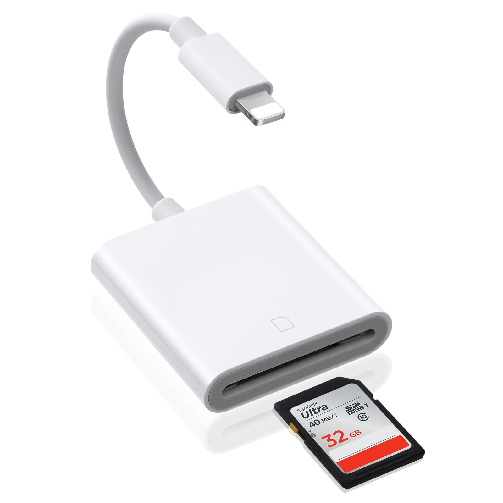 AXFEE Lettore di Schede SD per iPhone, Light-ning a SD Card Reader Adattatore, Convertitore, Compatible con i-Phone 14/13/12/11/X/XS/XR/8/7, i-Pad Mini/Air/Pro