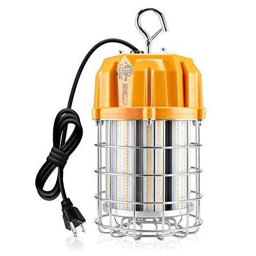 80W Portable Hanging LED Temporary Work Lights 11,600LM Construction Work Lighting Fixtures 350W MH HID HPS Equivalent 5000K for High Bay Basement Garage Repair Room Workshop Job Sites 100-277VAC ETL