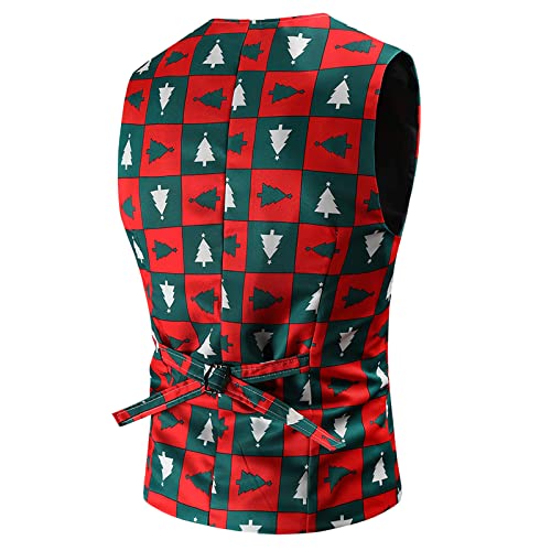Mens Christmas Suit Vest Snowflake Santa Xmas 3D Graphic Vest Funny Holiday Sleeveless Waistcoat Tops Party Outfits2