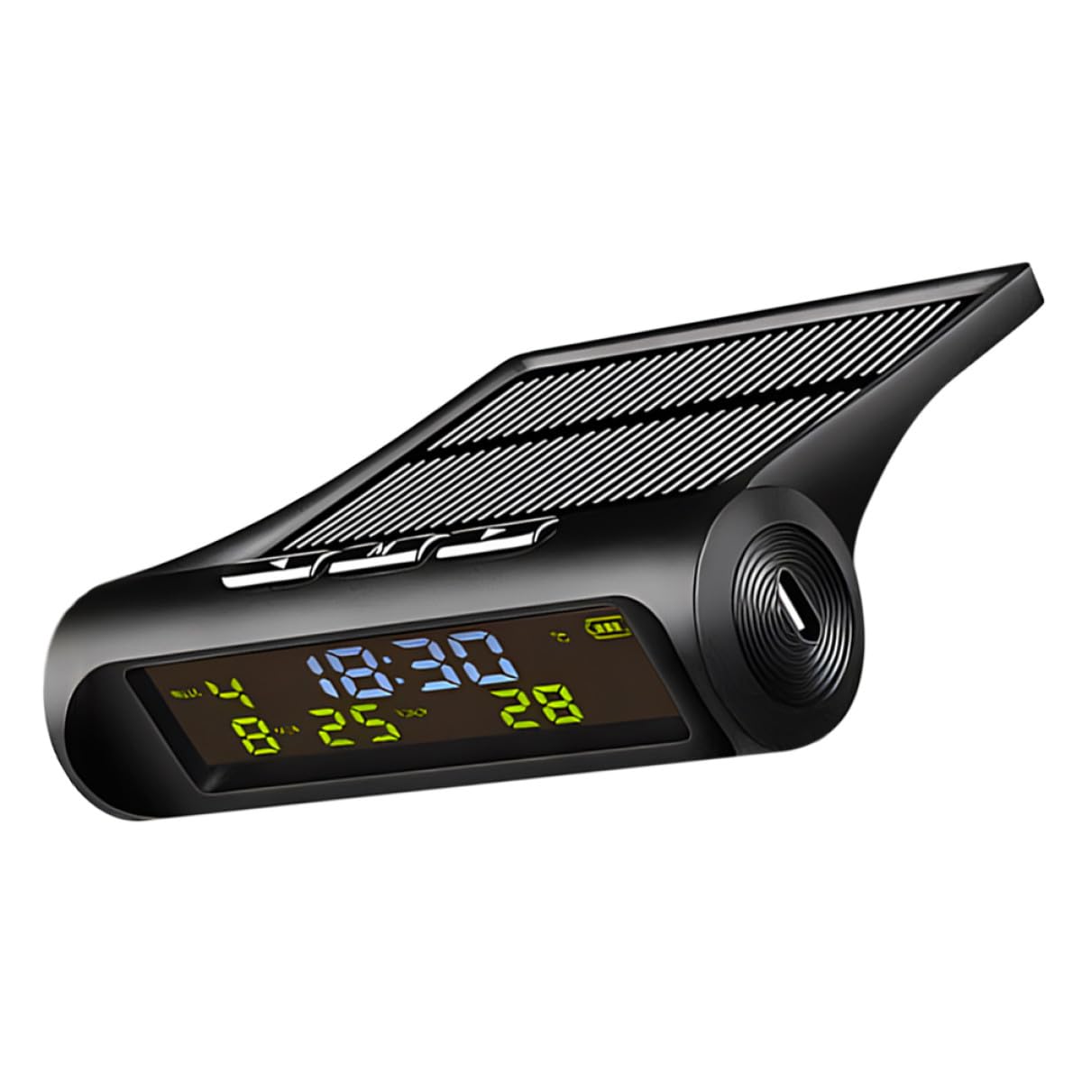 ifundom Solar-powered Car Digital Dashboard Clock with Date and Temperature Display, Small Automotive Thermometer Meter for Vehicle Interior