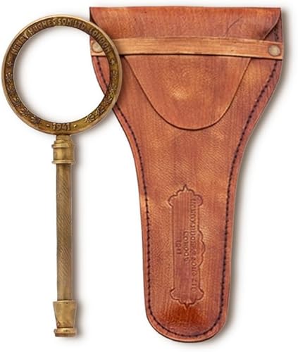 Miniatura 10 de Lupa de nácar Lupa de aumento de 10 veces Lupa de latón hecha a mano con lente de vidrio de 4 pulgadas, estilo antiguo para leer, visión