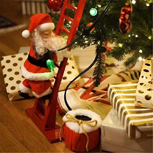 Electric Climbing Santa - Limited Edition, Climbing Santa Claus On Ladder with Lights, Novelties Christmas Creative Decoration Plush Electric Climbing Santa On Ladder, Christmas Tree Ornament Decors