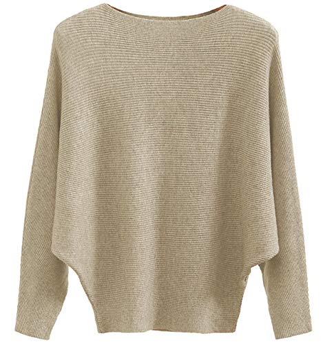 Women Lightweight Oversized Sweaters Tops Batwing Sleeves Knitted Dolman Pullovers