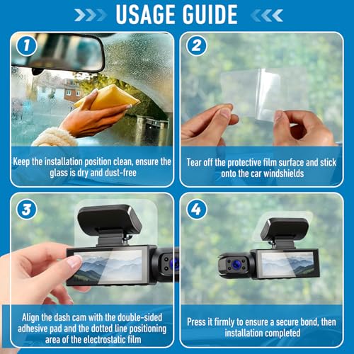 Image of YUXIANLB 12PCS Electrostatic Film for Dash Cam Clear Reusable Static Cling Stickers for Windshields Double-Sided Adhesive Pads for Scratch-Proof Residue-Free Reflective Films for Windshield Protector