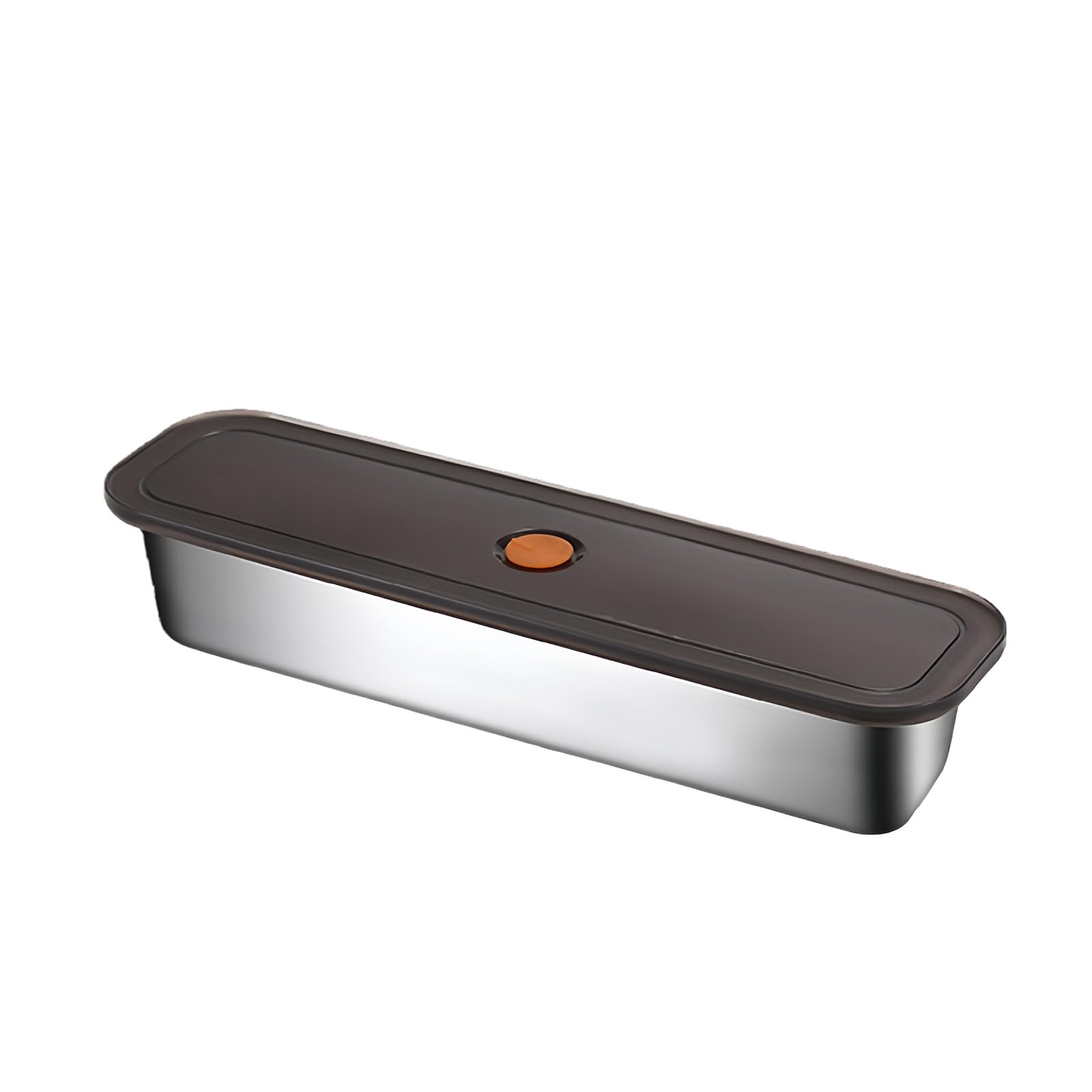HZBB Rectangular Food Container Steel Bacons Tray with Air Tight Lid Fridge Vegetable Organizers for Freshness Preservation Rectangular Kitchen Fridge Storage Box