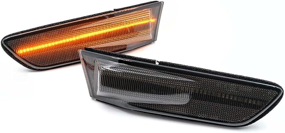 2Pcs Full LED Amber Side Marker Lights for Infiniti G35 coupe Skyline V35 2003-2007 Smoked Lens Front Turn Signal Sidemarker Lamp OEM Replacement