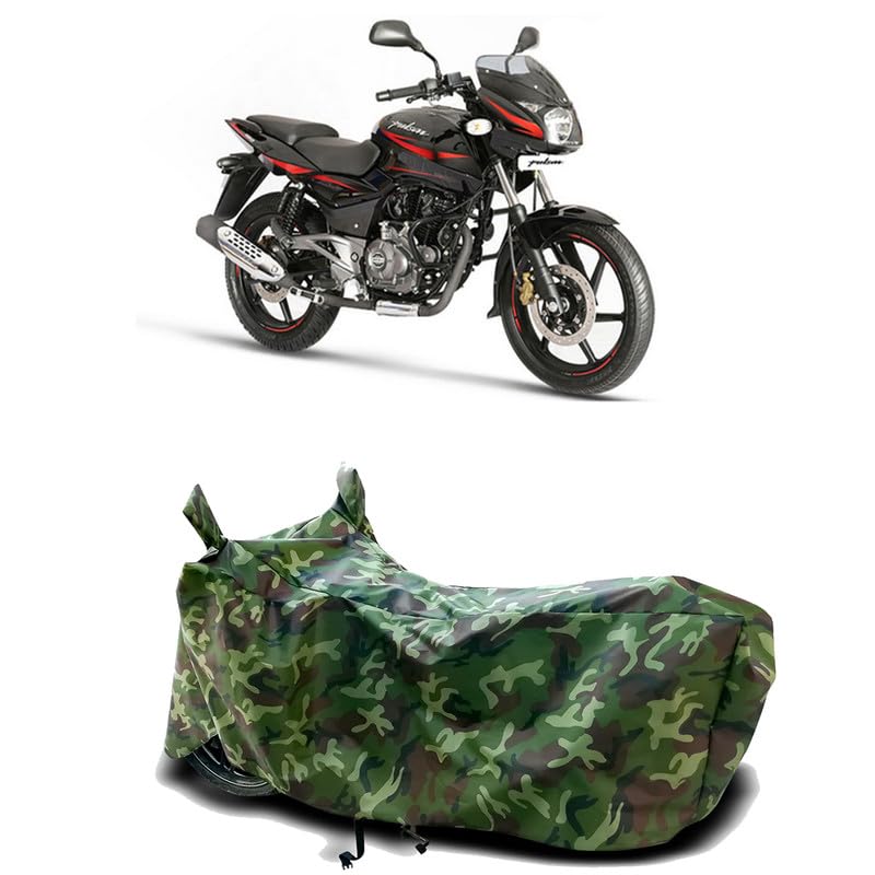 Image of DUFFEL-100% Heat Protection Two Wheeler Bike /Scooty Body Cover for Bajaj Pulsar 180 BS6 Water Resistance /UV-Rays /Birds Dropping /Scratchproof /Dust Proof /Waterproof[Green Jungle Print]