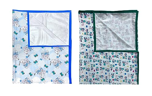 Image of EcoSoft Plastic Sheet,PVC Sheet for Kids,Rubber Sheet for Babies,Bed Wetting Protector(90 x 135 cm) (Blue Bear & BB Green)