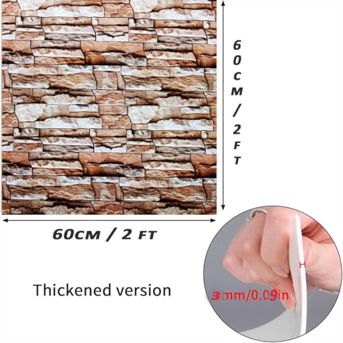 Image of OCEANSKY 3D Wallpaper PE Foam self Adhesive Brick Design Wall Stickers /DIY Wallpaper for Home Hotel Living Room Bedroom Cafe Deco (16, Red Bricks)