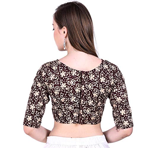 Image of Fressia Fabrics Pure Cotton Kalamkari Print Readymade Saree Blouse for Women
