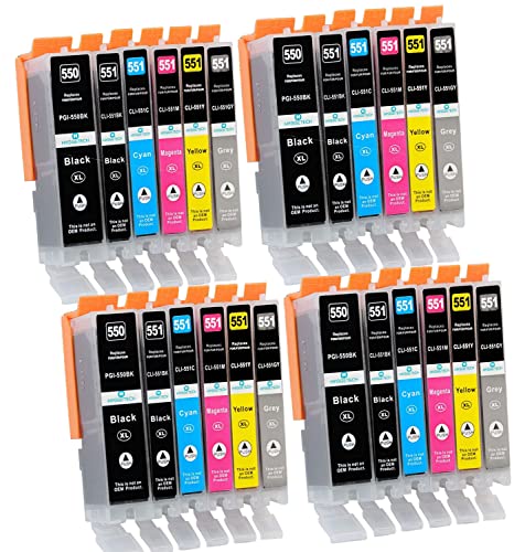 Hyggetech 24er Kompatibel patronen als Ersatz für PGI-550XL CLI-551XL kompatibel mit Canon IP7250 IP7200 MG5650 IX6850 MX925 MX725 MG5550 MG7550 MG6650 MG5450 MG6350 MG6450 MG7150 IP8750 Cover