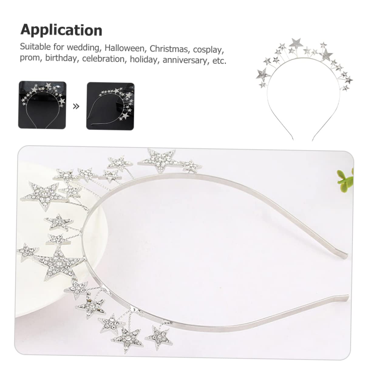 FRCOLOR 5pezzi Cerchietto Elegante Con Strass Stella Per Donne e Ragazze Accessorio Per Shiny Per Matrimoni e Feste Design Creativo e Leggero Per Eventi Speciali