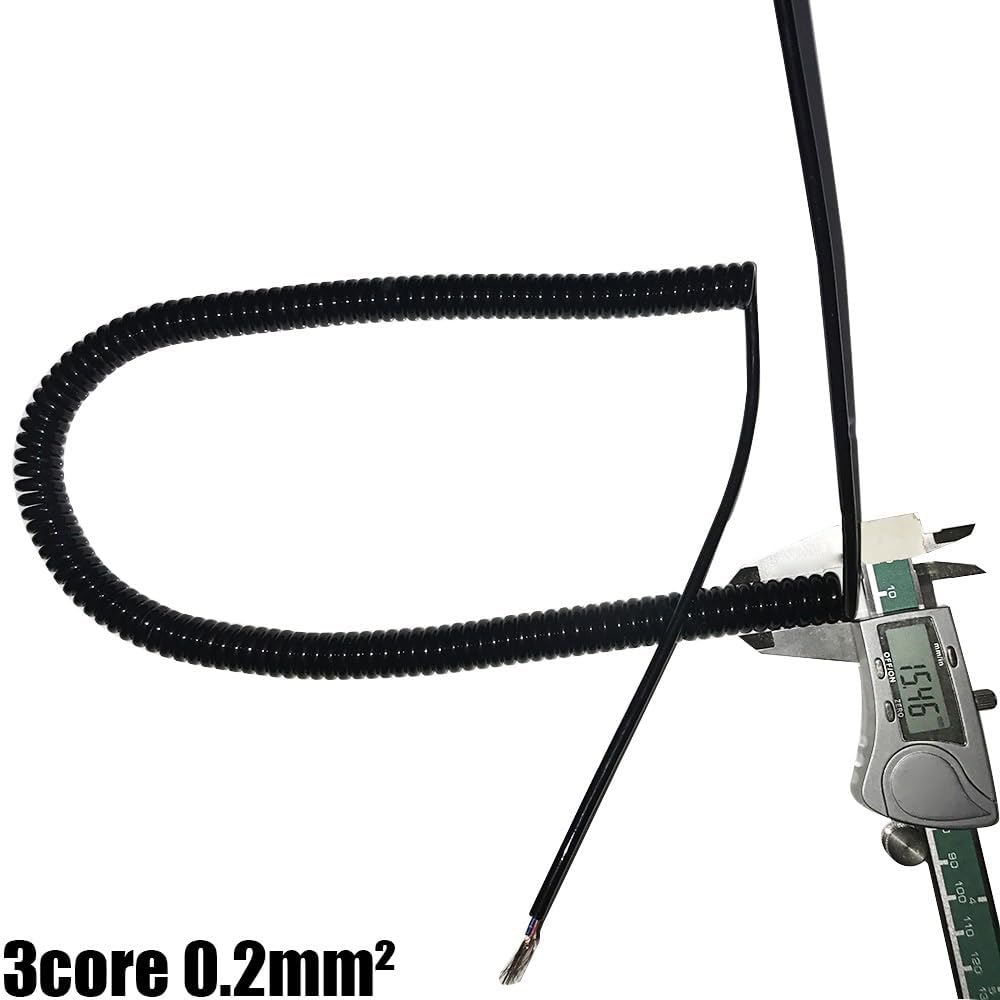 Kabel spiralny sprężynowy, 2-żyłowy, 3-żyłowy, teleskopowy, kabel sprężynowy, 0,2 mm, kwadratowy, wielordzeniowy drut miedziany, czarny (3-żyłowy 0,2 mm kwadratowy)