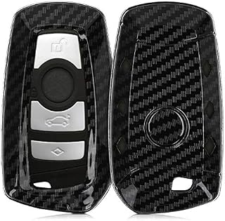 kwmobile Car Key Cover Compatible with BMW 3 Button Remote Control Car Key (only Keyless Go) - Hard Case - Carbon Black