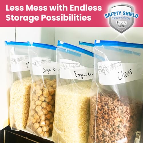 Image of Reusable Transparent Storage Bags with Slider Zip Lock | 15 Medium Size (10 inchx12 inch with 4 inch Bottom) | Ziplock Pouch or Bag for Small Clothes, Shoes & Travel Packing | Space Saver Zipper Pouch (M)