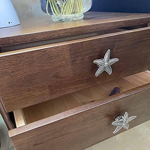 4Pcs Starfish Knobs Dresser Knobs Furniture Hardware Handles Beach Ocean Theme Ancient Tin Decorative Handle Cabinet Knobs Wardrobe Pulls