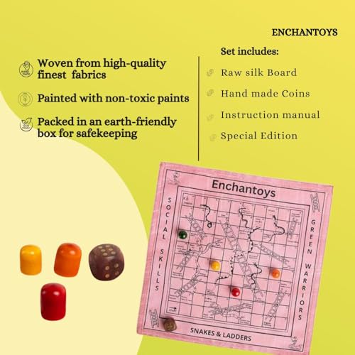 Image of Snakes and ladders Raw Silk Board Game | Vaikuntapali | Moksha Patam | Saap Seedhi |Parama Padam | Chutes and Ladder | Gyan Chauper | Old Time | Fun Board Game