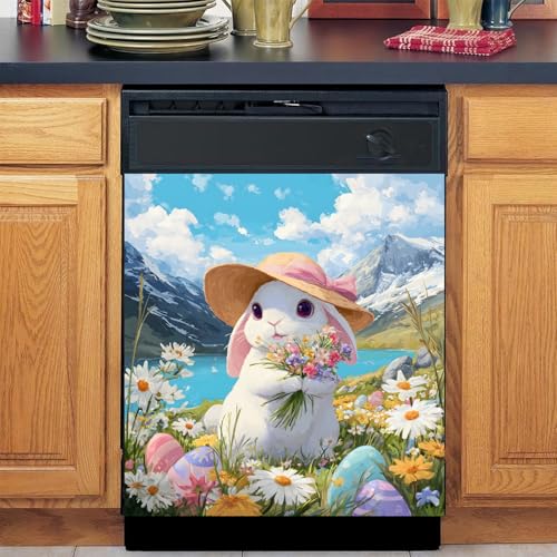 Image of BVBOX Dishwasher Magnet Cover 23 inchx26 inch, Reusable Magnetic Refrigerator Covers, Decorative Magnets Cover Fridge Door Skin Panel Stickers for Home Kitchen Appliance