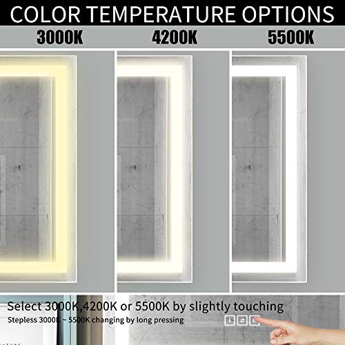 HAUSCHEN 36x36 inch LED Lighted Bathroom Wall Mounted Mirror with High Lumen+CRI 95 Adjustable Color Temperature+Anti-Fog Separately Control+Dimmer Function+IP44 Waterproof