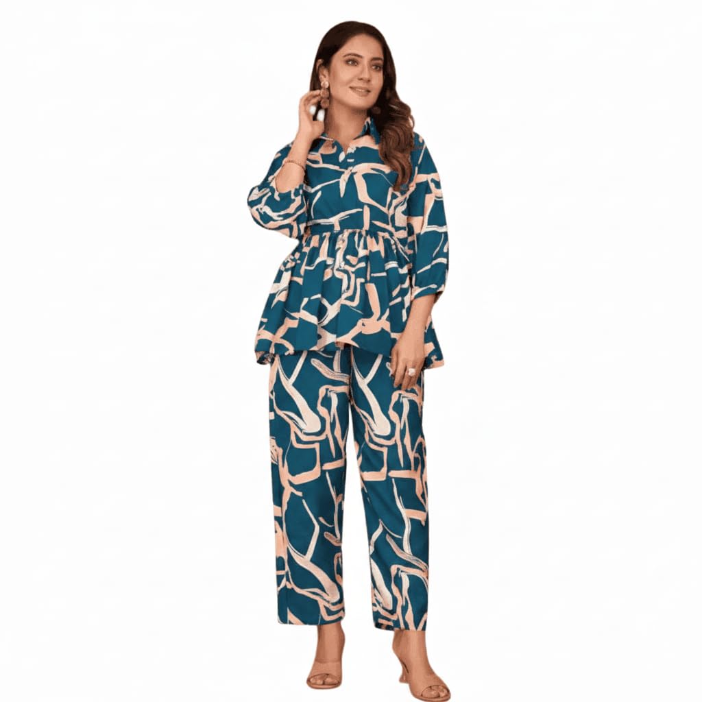Women's Abstract Geometric Print Jumpsuit, 3/4 Sleeve One-Piece, Comfortable Casual Wear Romper-image-7