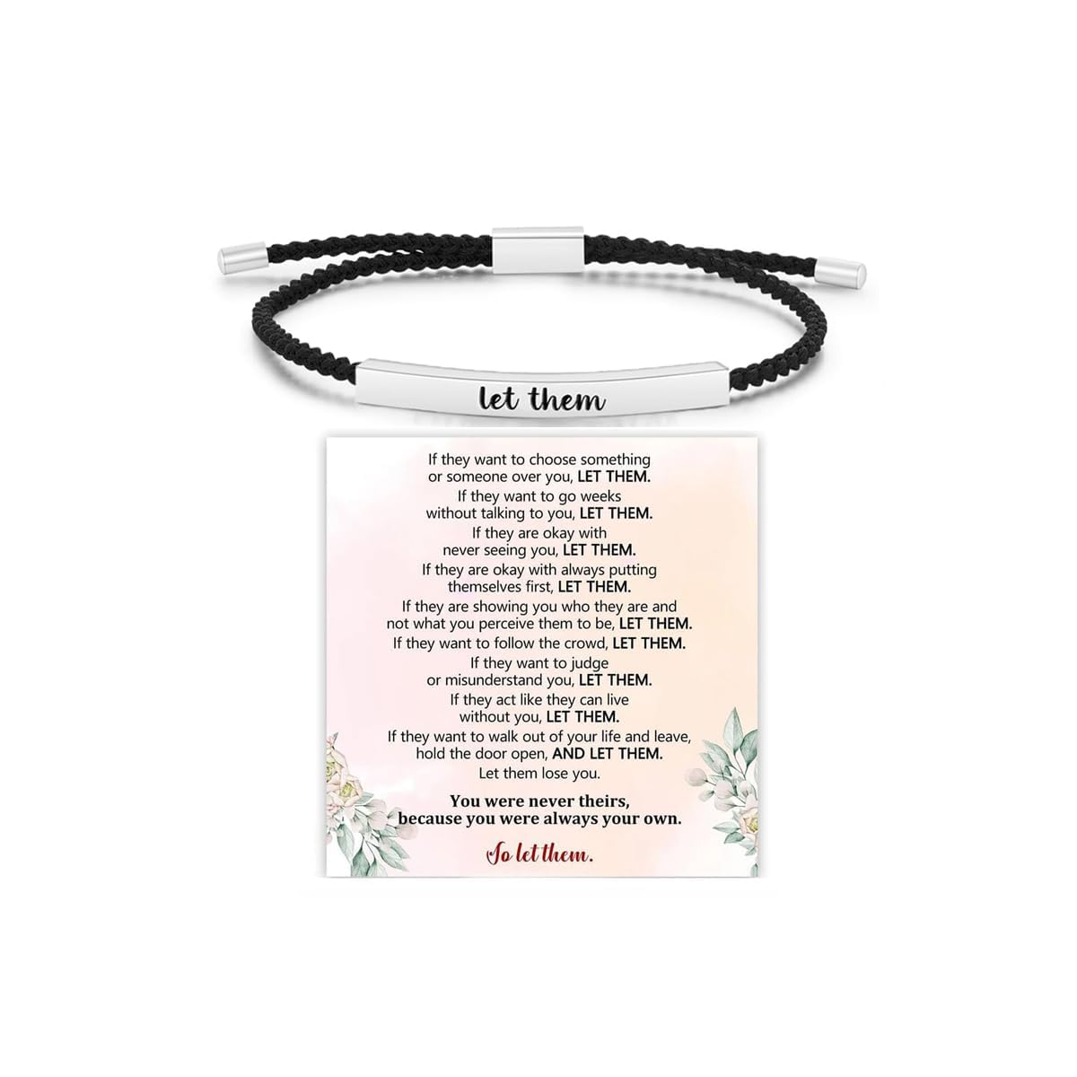 LIU JUN Let Them Bracelet for Women, Adjustable Braided Stainless Steel Engraving Inspirational Let Them Bracelet Gifts Jewelry