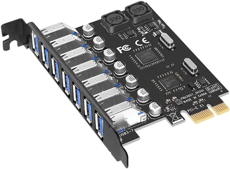 USB 3.0 PCI-E Expansion Card Adapter 7 Ports USB 3.0 Hub Adapter External Controller PCI-E Extender PCI Express Card for Desktop(NEC Chip)