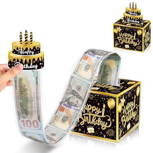 Happy Birthday Surprise Money Box for Cash Gifts Pull Money Cake Creative Ways to Gift Money Presentation Box for Cash Gifts Birthday DIY Money Gift Ideas Funny Money Box Money Holders for Cash Gifts