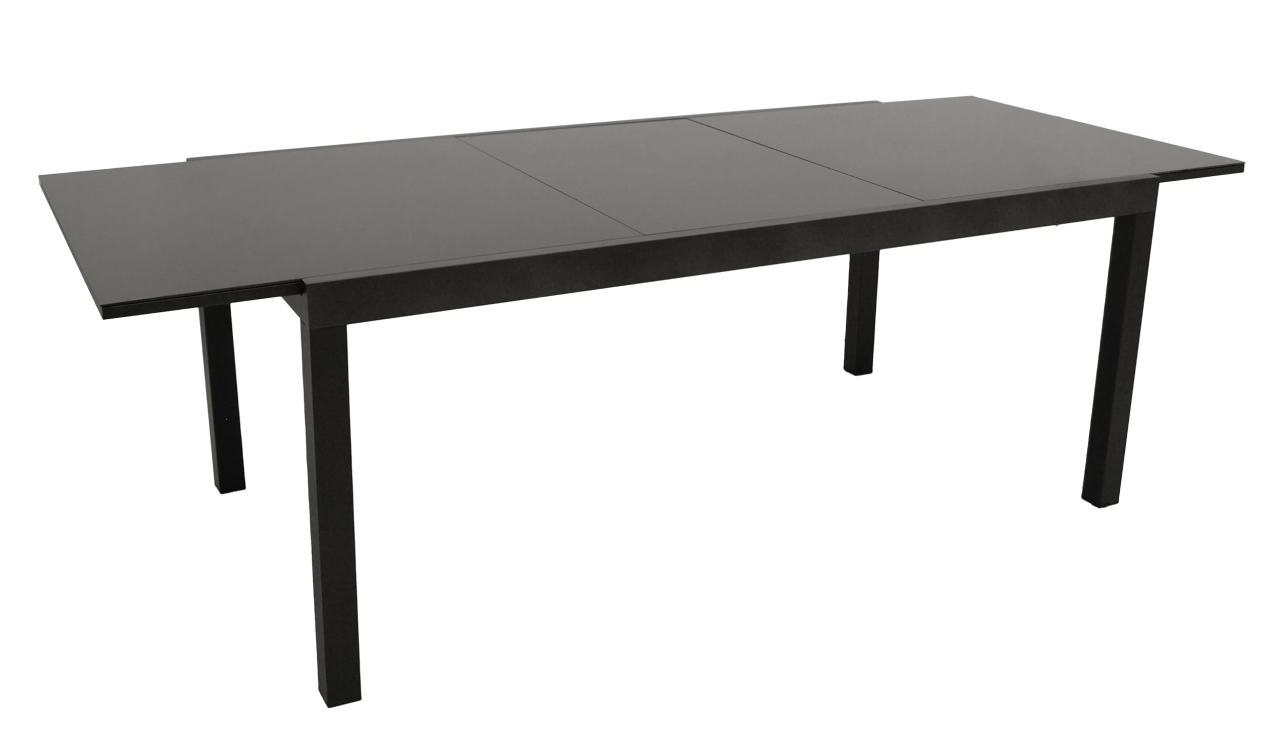 DEGAMO Gartentisch Ausziehtisch ELBA XXL, 200/300x110cm, Aluminium anthrazit + Glas schwarz, Outdoor