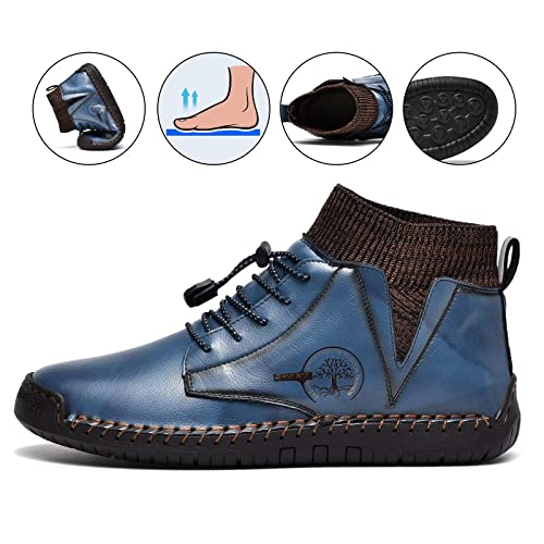 Men's Leather Loafers Fashion Casual Slip On Penny Beck Driving Loafer Shoes Ankle Chukka Boots For Men【Includes Extra Insole】3