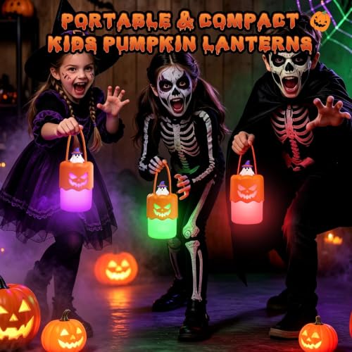 Rechargeable Halloween Pumpkin Lantern Lights LED JackoLantern with Lanyard - Image 5