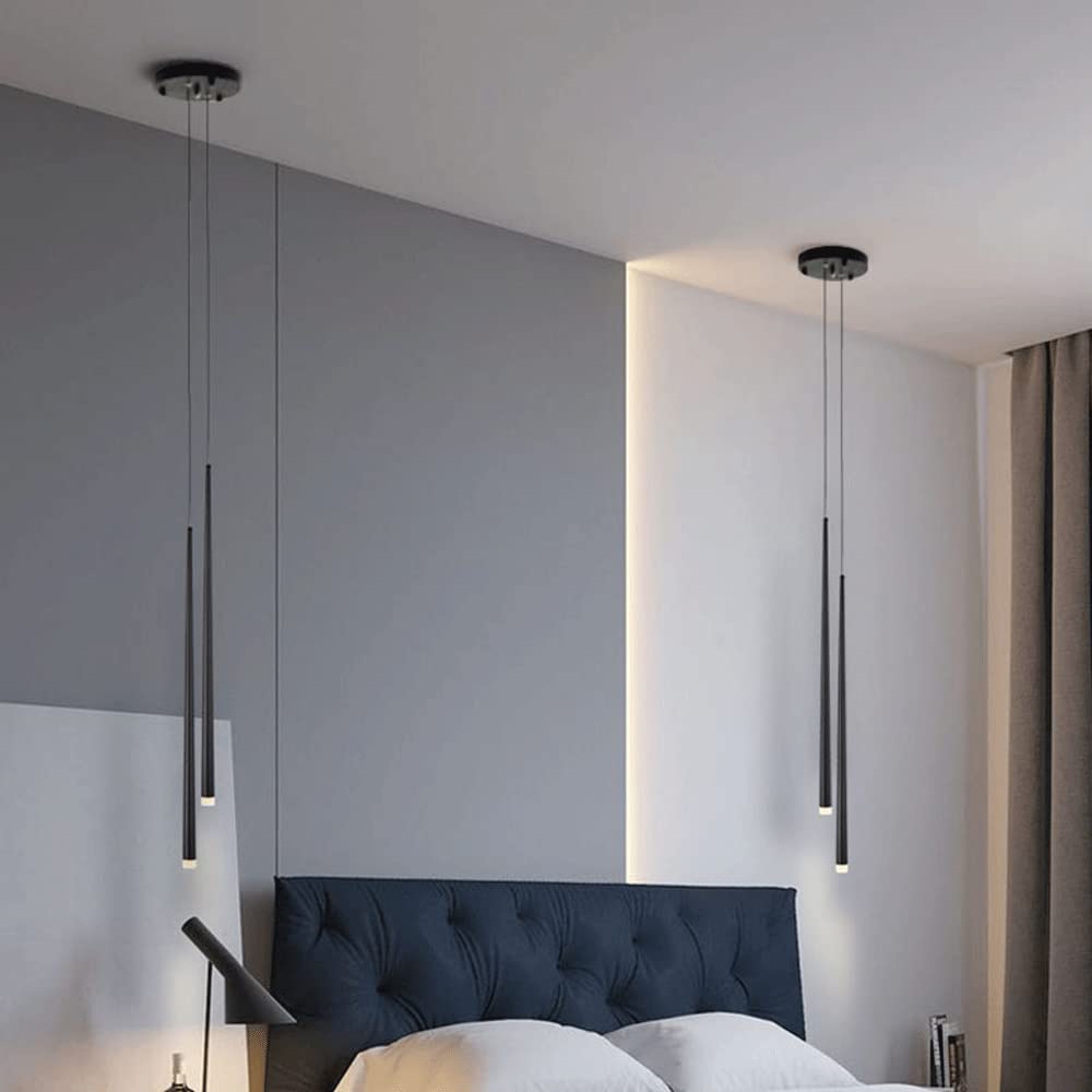 Lustre Suspendu à 3 Lampes - Fil Long Réglable, Noir Et Blanc, LED 3W Lumière Chaude - Pour Salon, Chambre, Salle à Manger