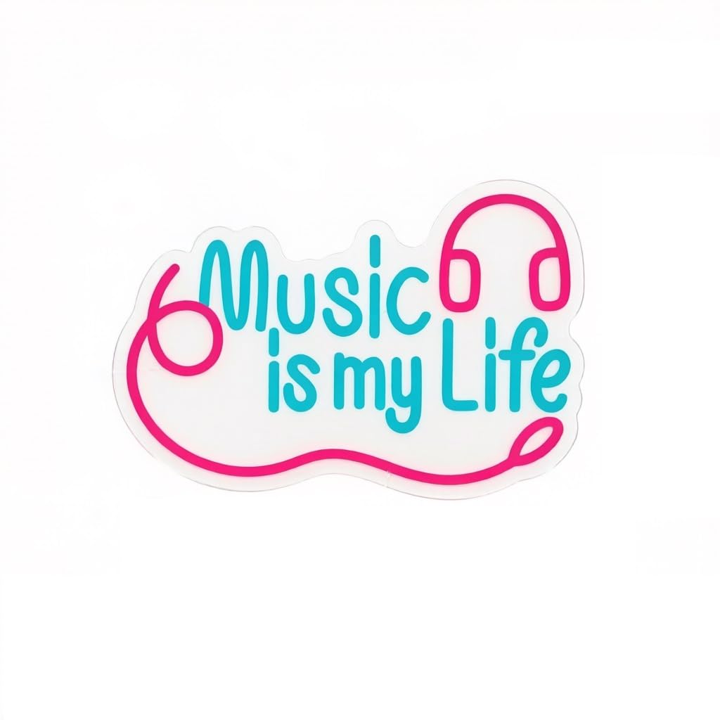 Dimmable Neon Music Sign for Rock Bar, Nightclub & Festival Decor(Music is my life (24.5 * 36.3cm))