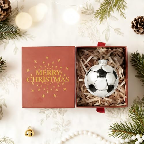 DN DECONATION Christbaumkugeln Glas Fußball Schwarz Weiß,...