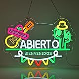 SINBEAUTIES Abierto Neonschild, Neonlichter, Wandkunst, Dekoration für lateinamerikanische mexikanische Restaurants, Cafés, Hotels, Bars, Markt, Heimdekoration, USB-betrieben, ultrahell und dimmbar