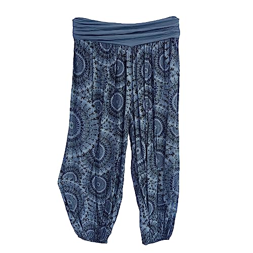 Kiran Fashion Pantalon de yoga ample en coton pour femme, bleu jean, taille unique