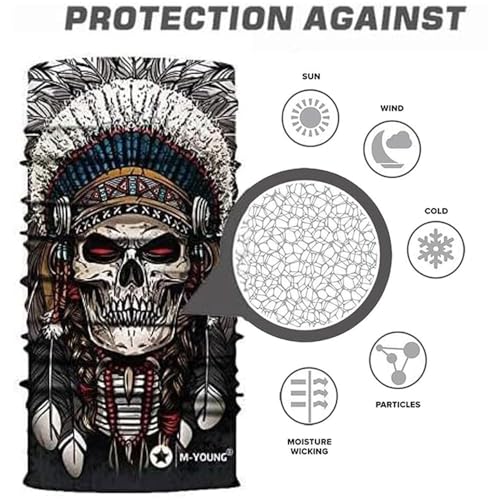 Image of Skull Face Mask Bandanas, Neck Gaiter, Headwear, Magic Scarf, Headband for dust Sun Wind